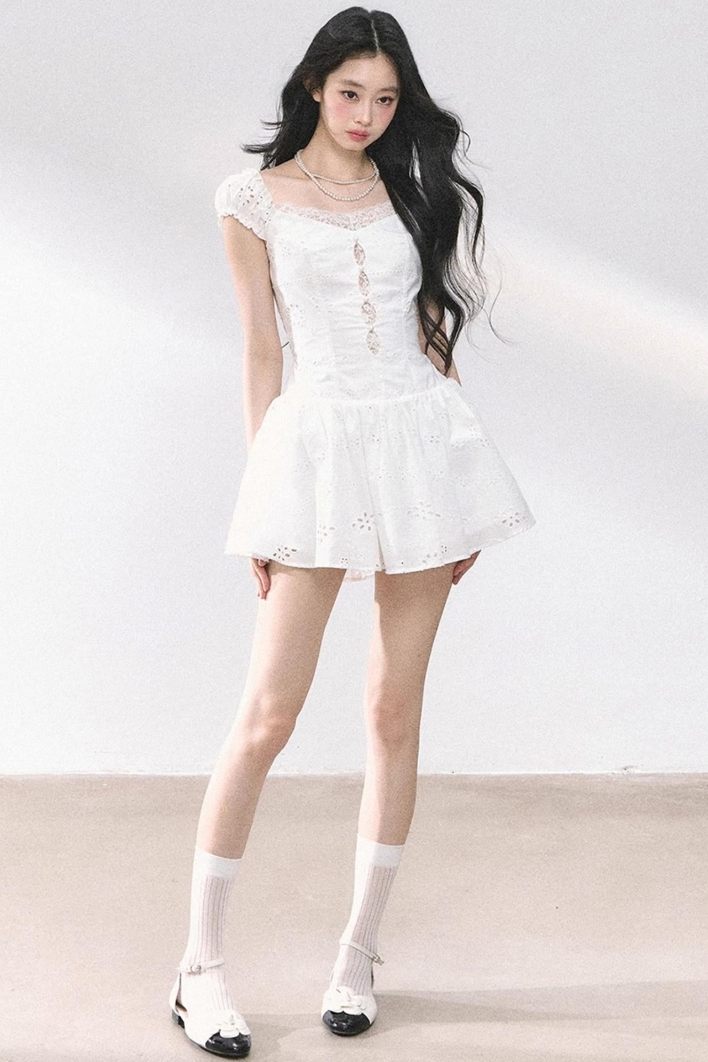 White Slimming French Lace Dress