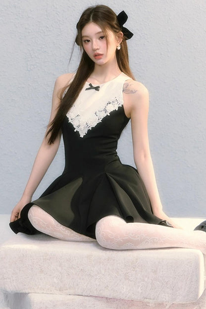 Golden V-Shaped Black Dress