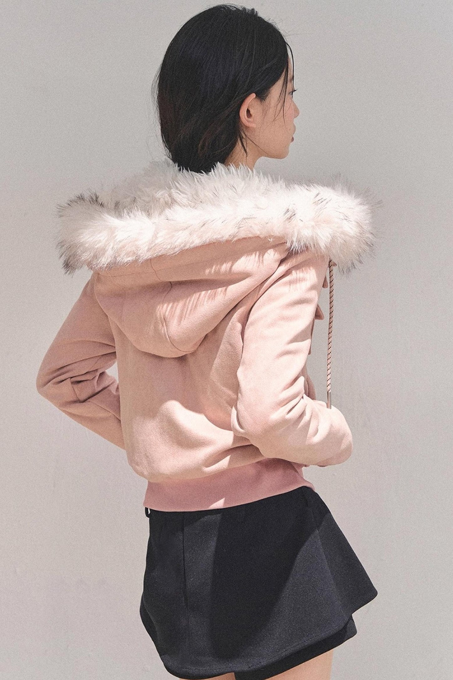 Lamb Wool Hooded Winter Coat