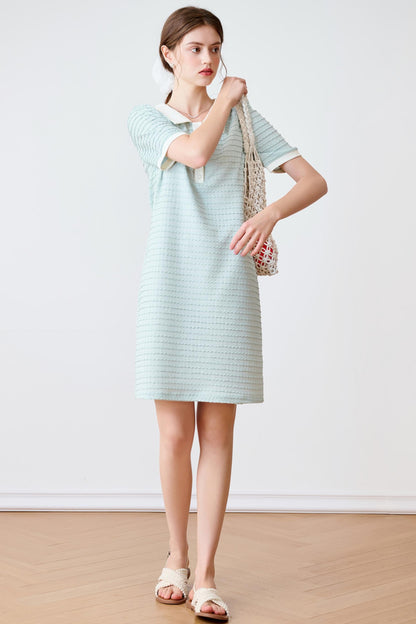 Summer Blue Striped Polo Dress
