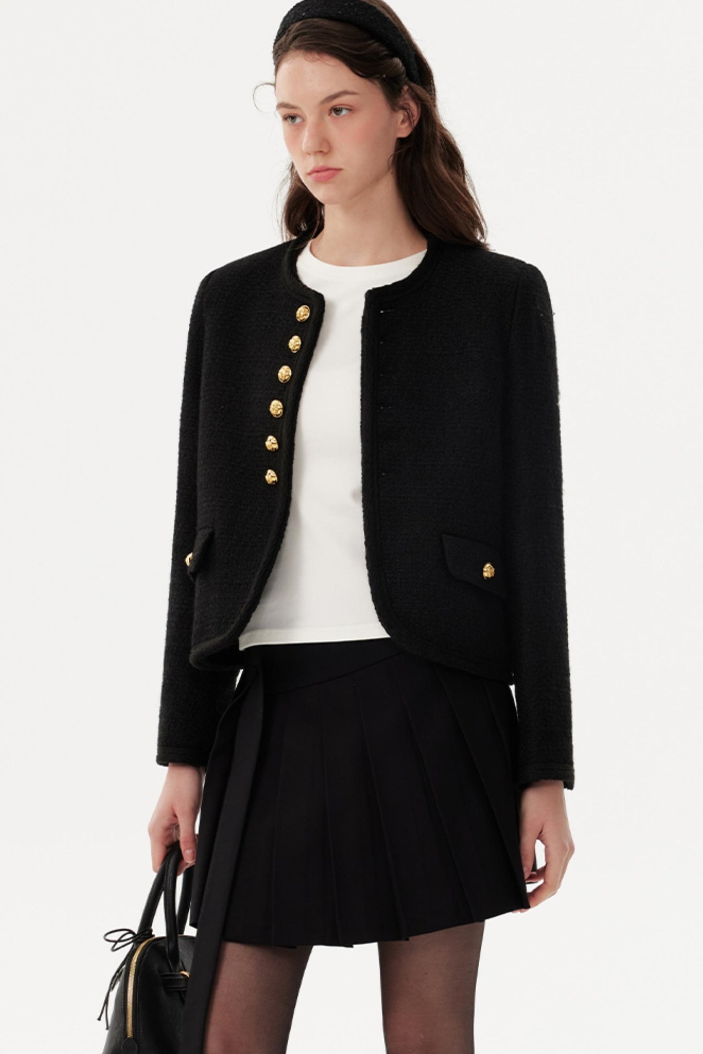 High-Waisted Pleated A-Line Skirt