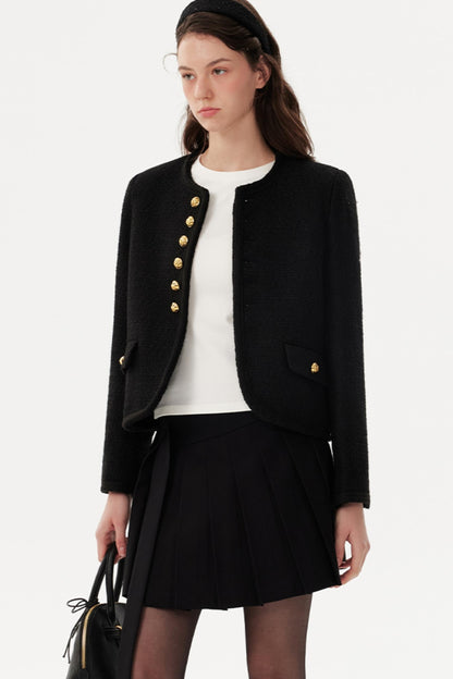 High-Waisted Pleated A-Line Skirt