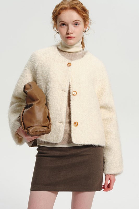 French Style Wool Tweed Crop Jacket