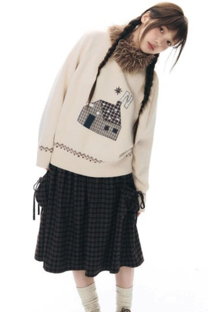 Color Block Embroidery Sweater