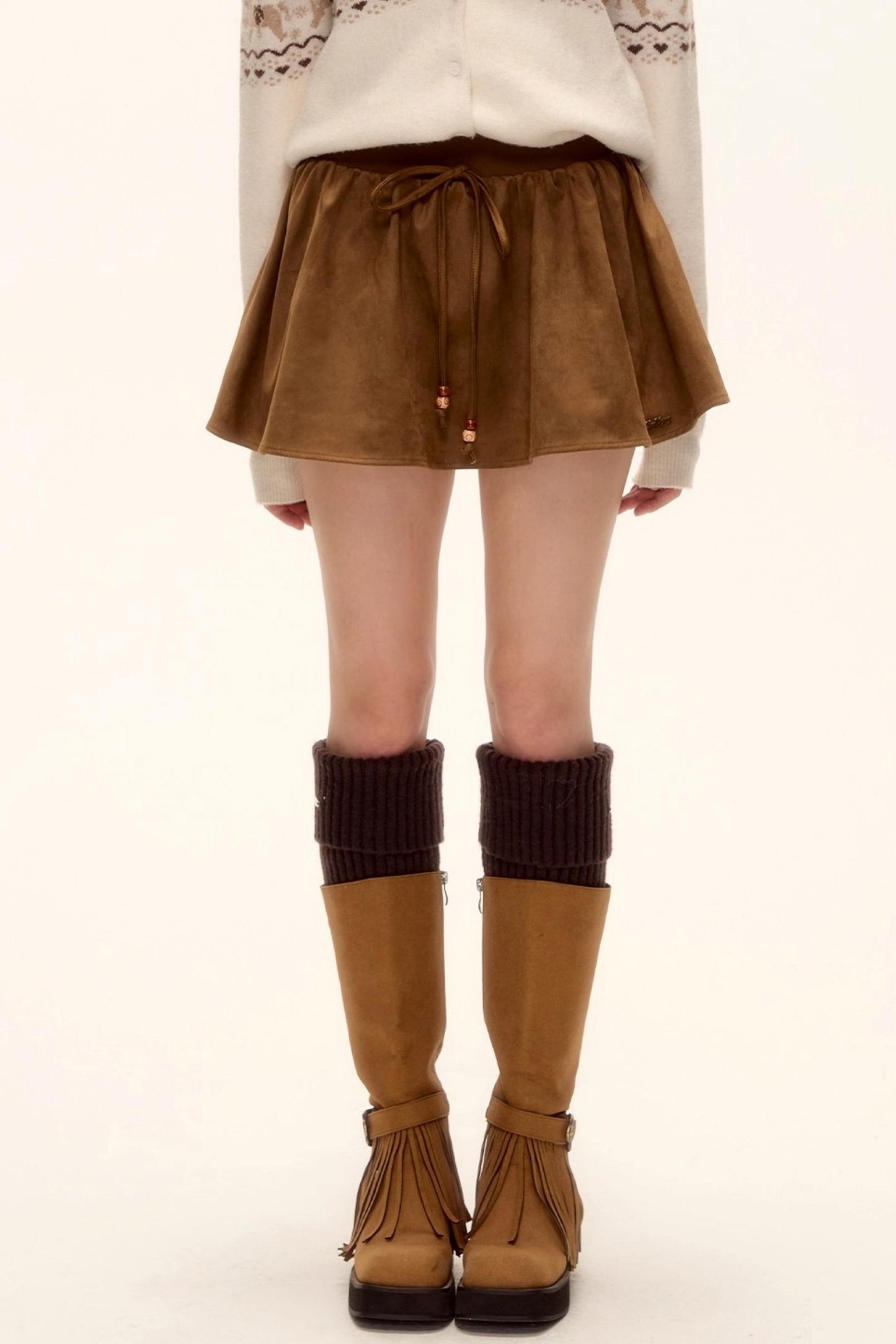 Beaded Suede Puffy Skirt