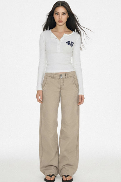 Retro Low-Waist Denim Pants