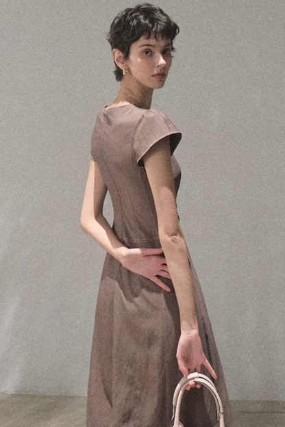 Asymmetrical Color Block Denim Dress
