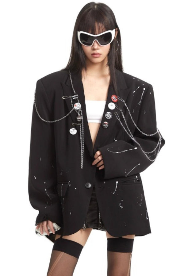 Gothic Print Chain Jacket