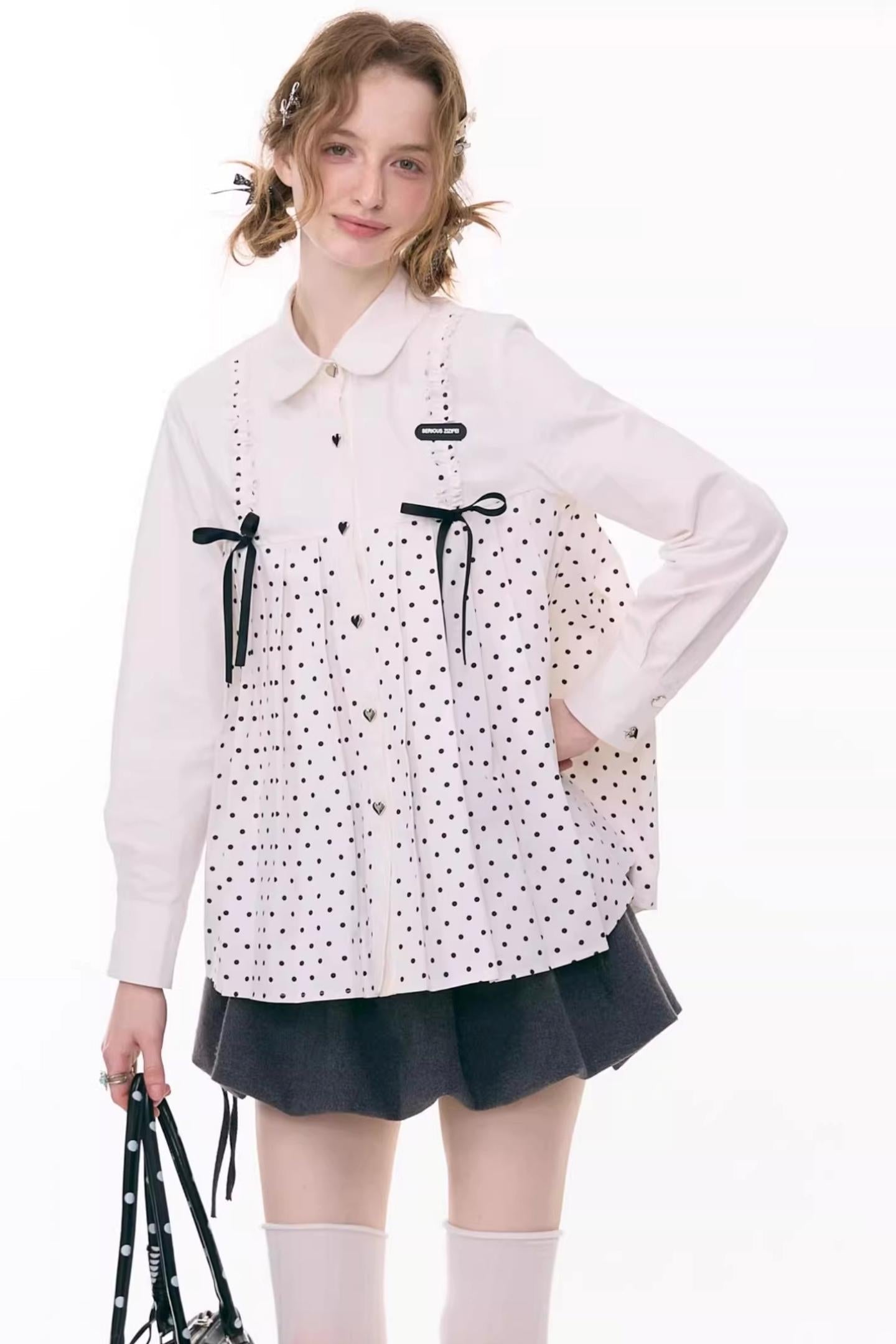 Bow Doll Collar Long Sleeve Shirt