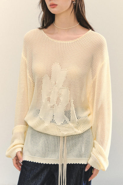 Floral Cutout Long Sleeve Top