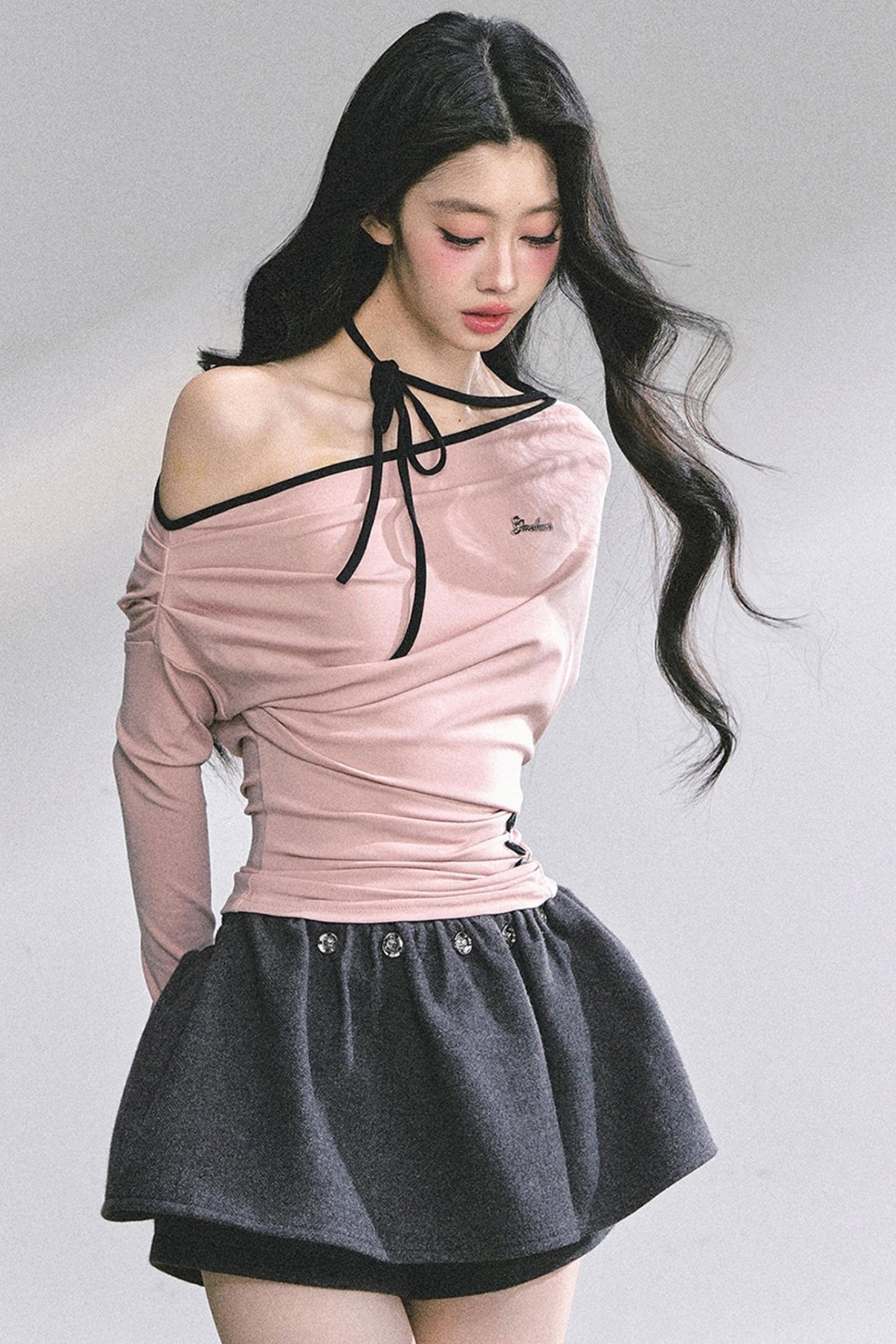 Korean Pink Halterneck Top