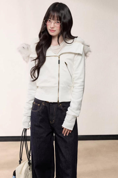 Hooded Fleece Slim Jacket