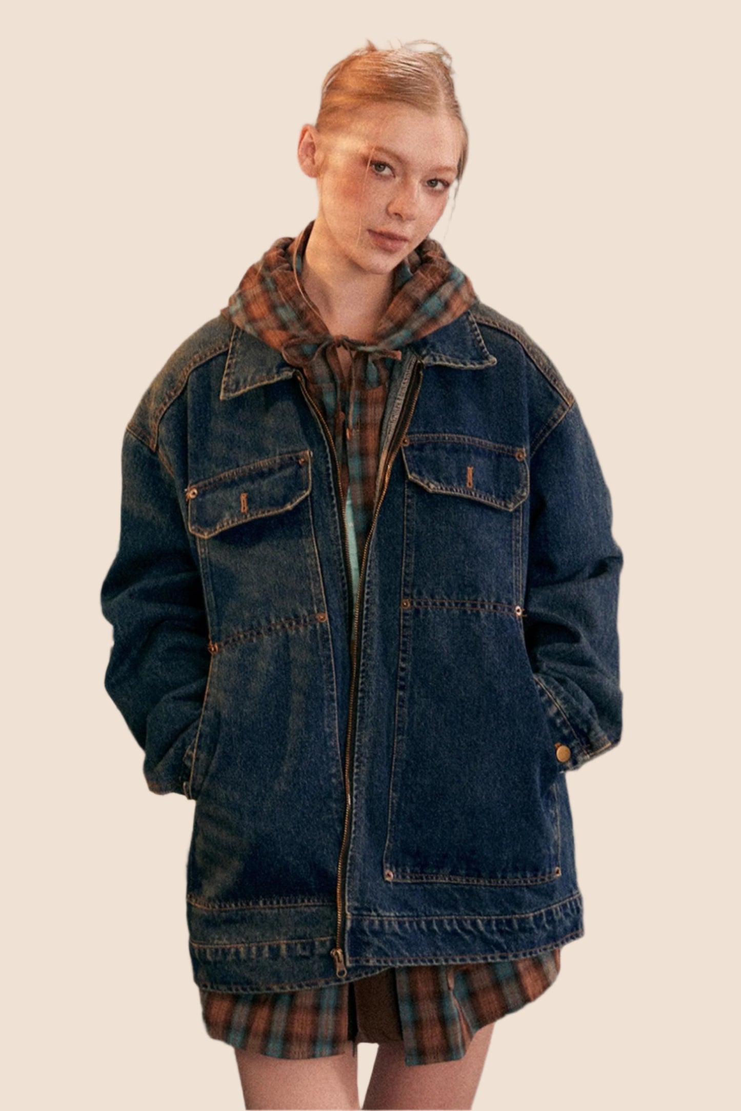 Vintage Distressed Wash Denim Jacket