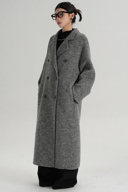 With Suit Collar Long Woolen Coat
