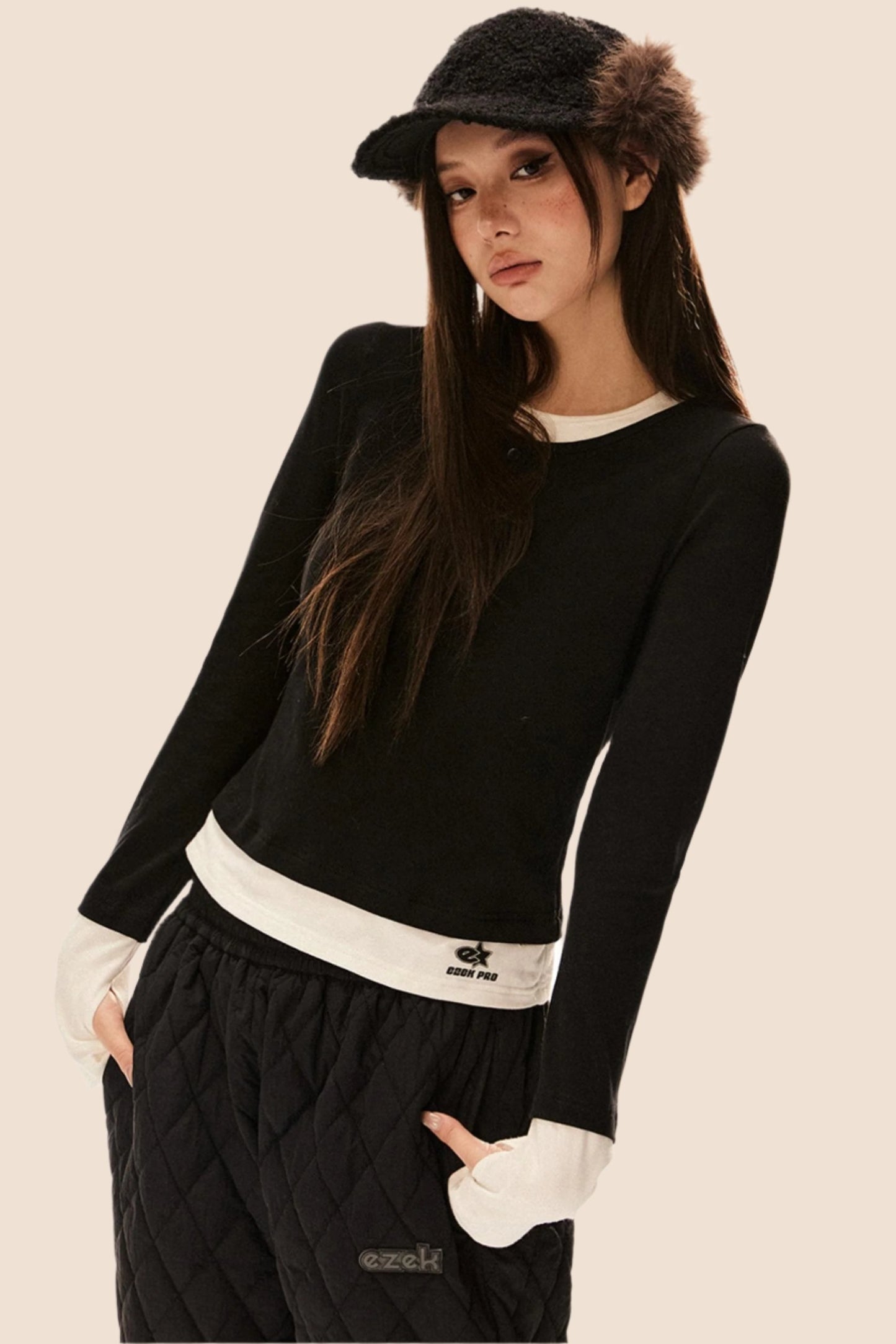 Slim Fit Fake Two-Piece Knit Top