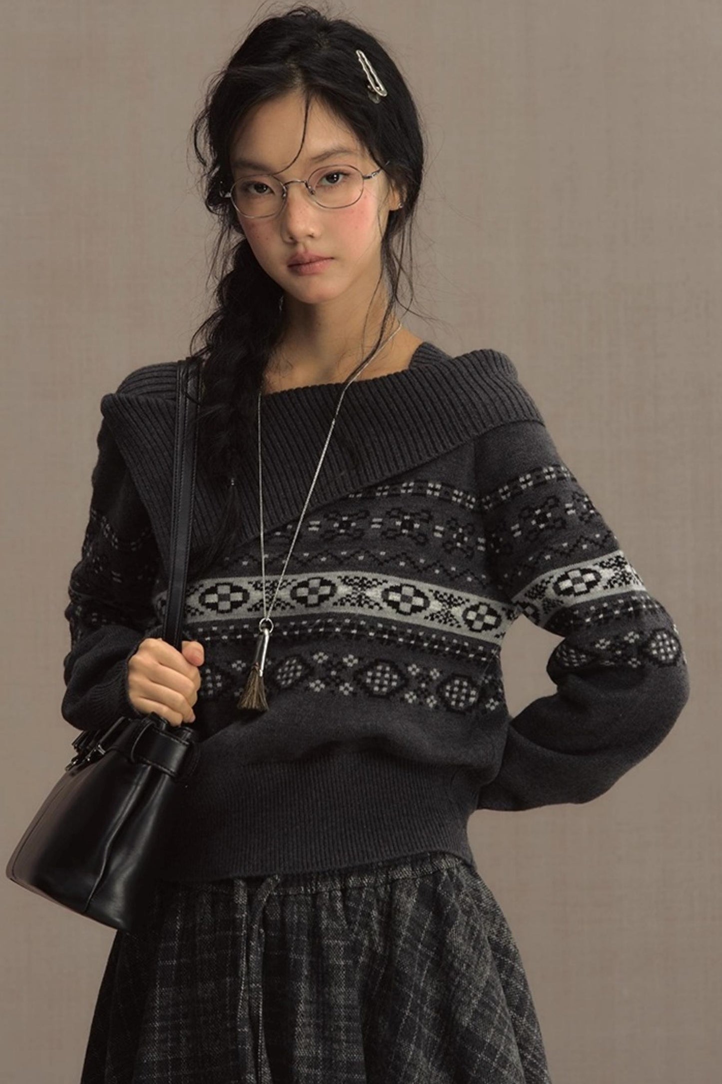 Nordic Preppy Style Fair Isle Sweater