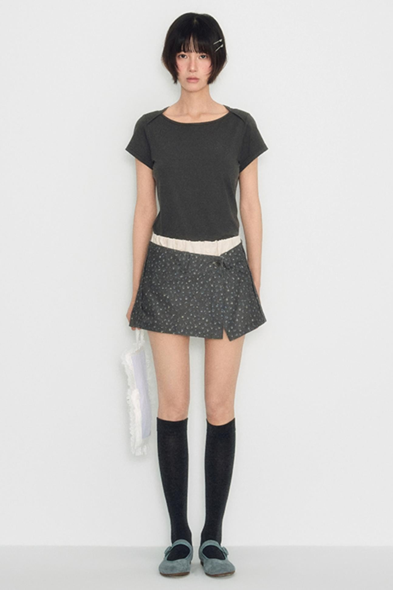 Flocked Slim Crop Top