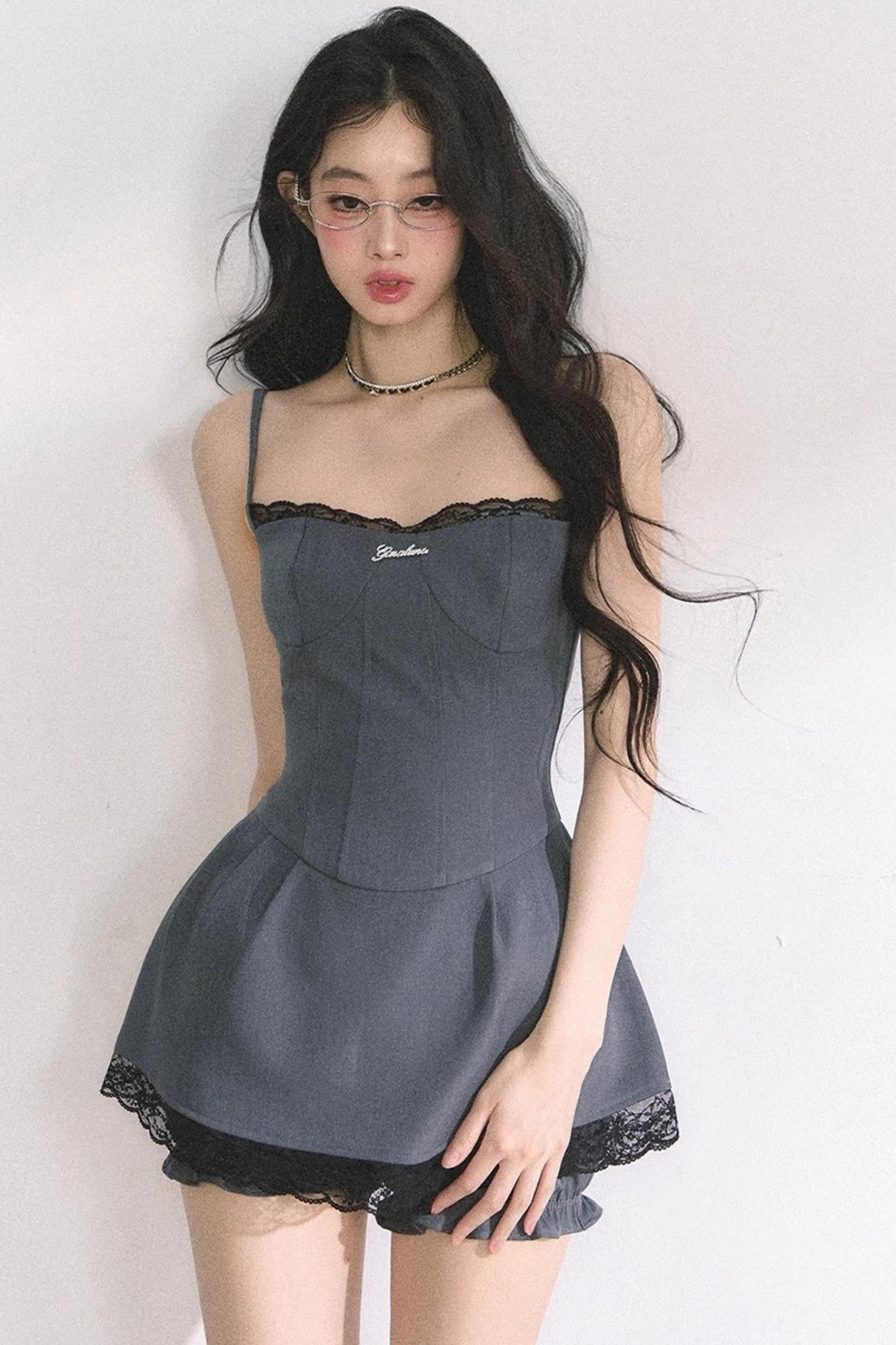 Summer Lace Halter Dress Set