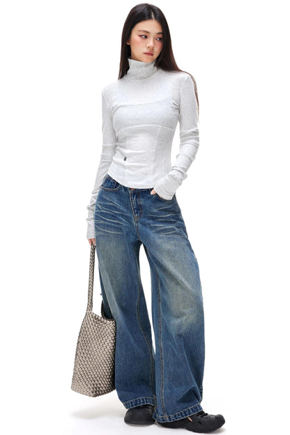 Vintage Distressed Whiskered Jeans