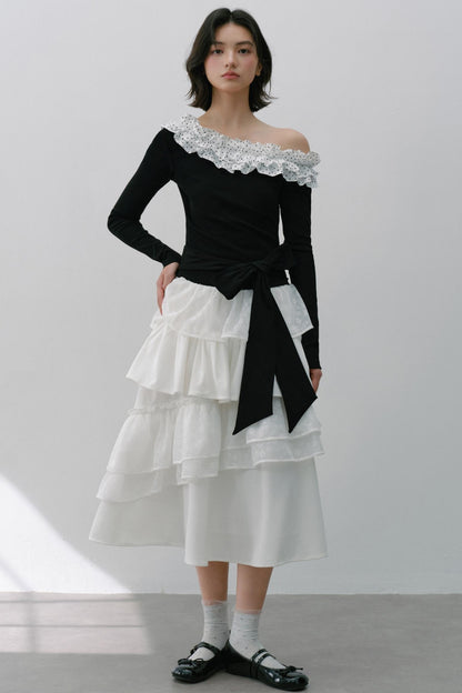 Vintage White Flower Puffy Skirt