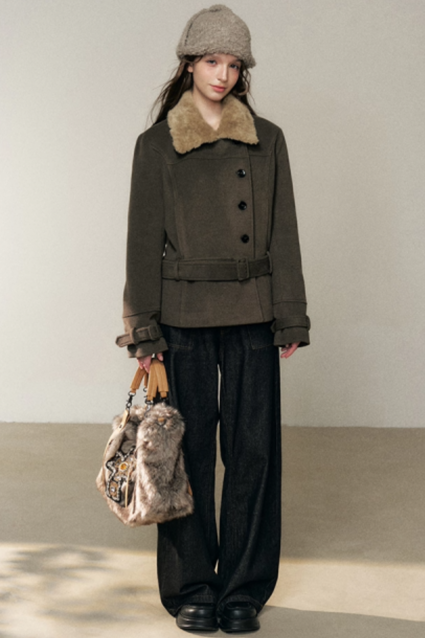 Coffee Green Woolen Coat