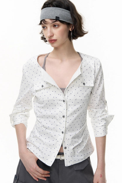 Slimming Retro Polka Dot Shirt