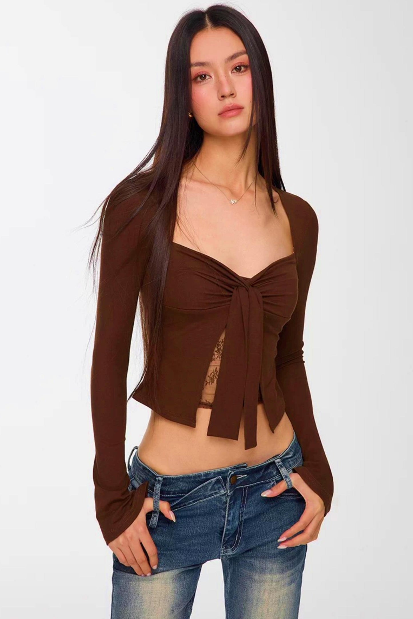 Lace Patchwork Bell Sleeve Top