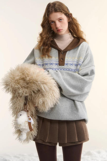 Fair Isle Hooded Top