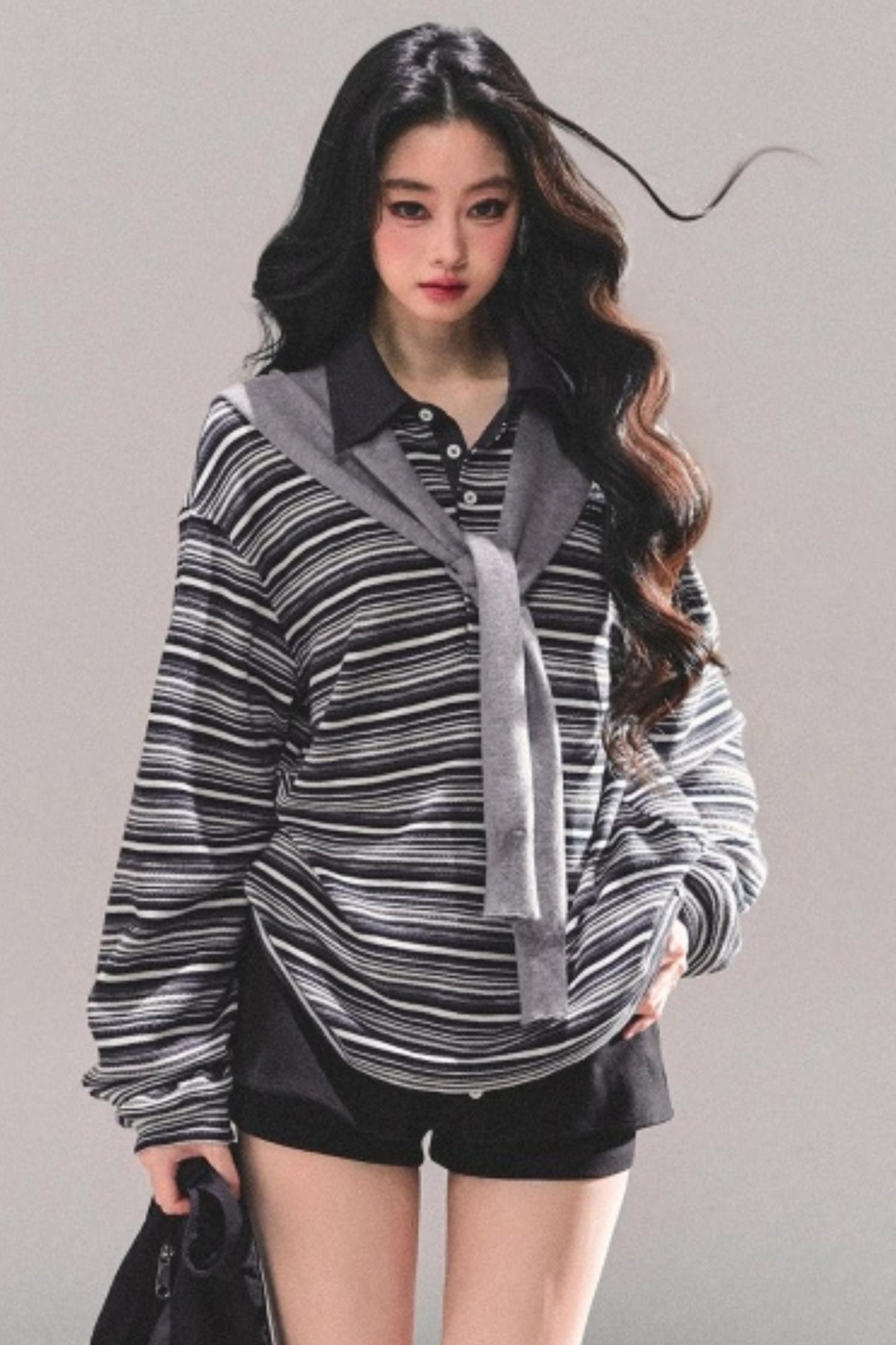 American Polo Neck Striped Top