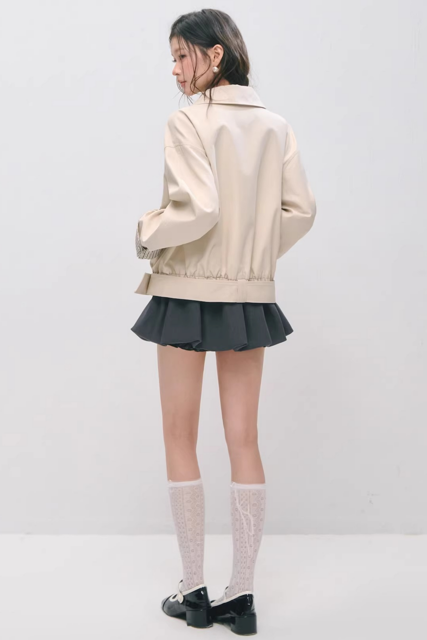 Jacke mit Karomuster, Patchwork, Revers und Knöpfen