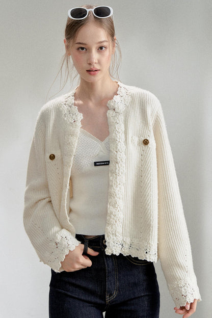 White Fragrance Knitted Cardigan