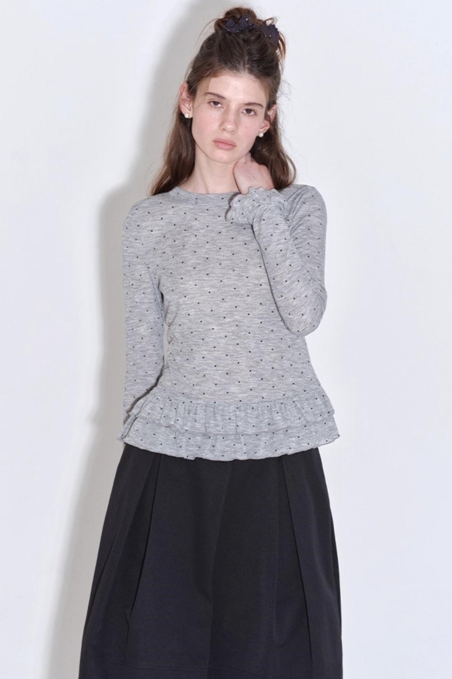 Romantic Polka Dot Long-Sleeved T-shirt