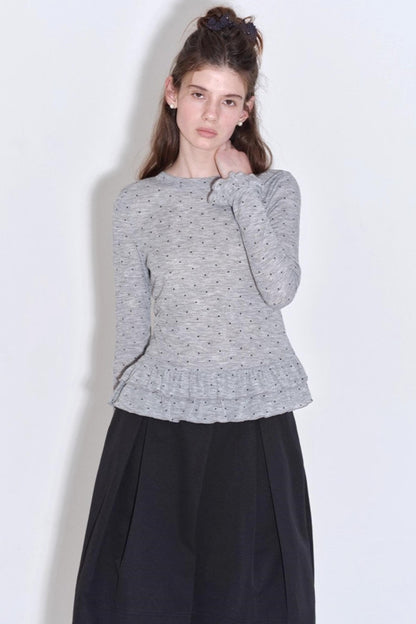 Romantic Polka Dot Long-Sleeved T-shirt