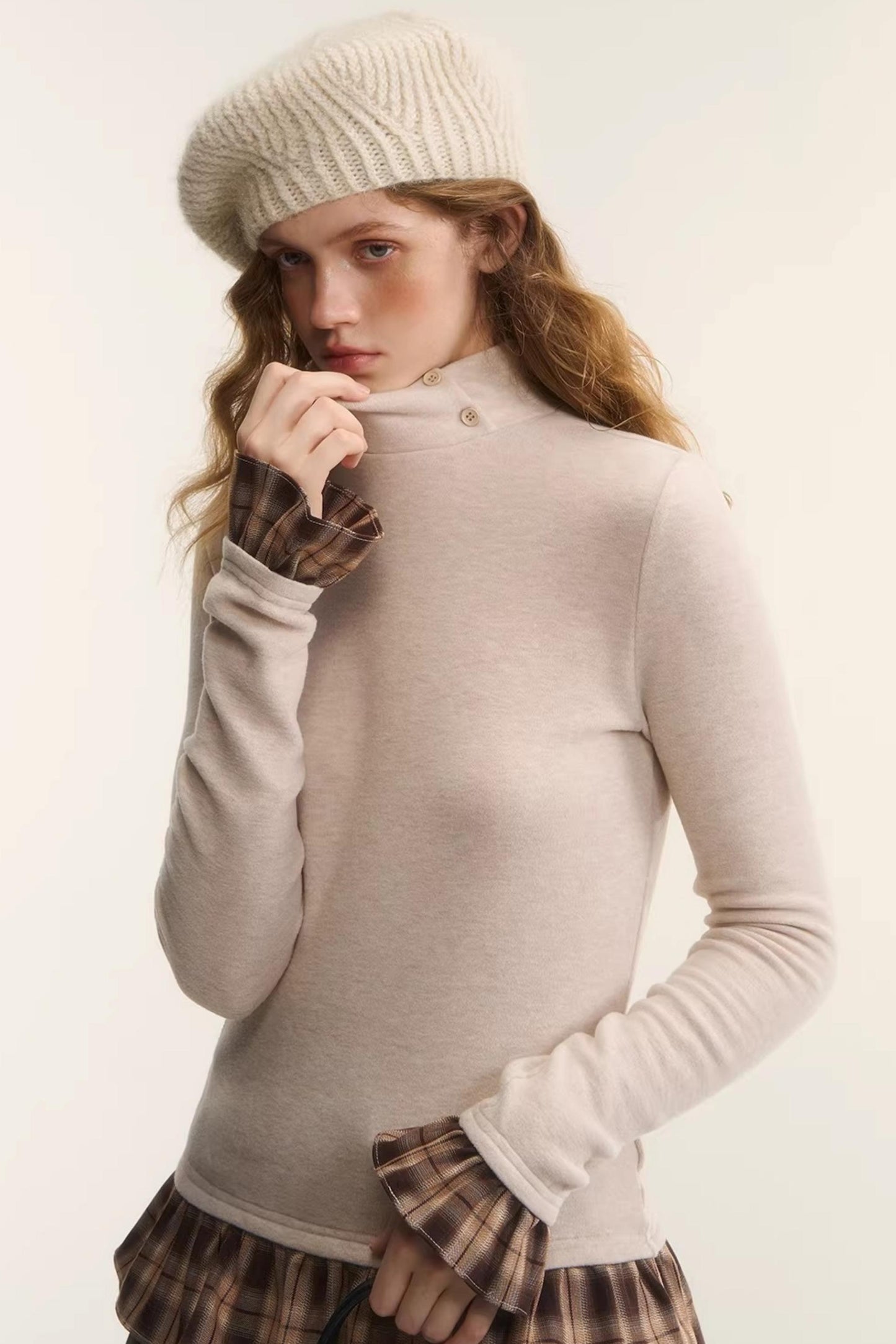 Velvet Plaid Ruffled Blouse