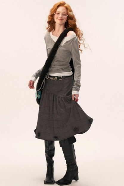 Flower High-End Mid-Length Skirt