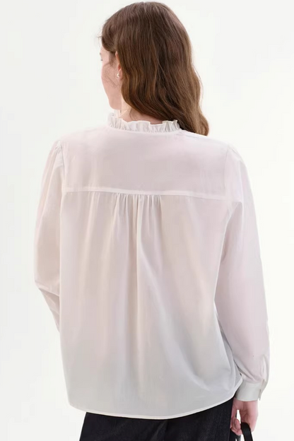 Cotton French-Style Ruffled Blouse
