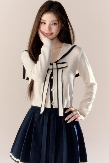 Navy Knitted Suit Set-Up