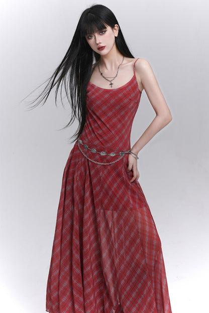 Pink Plaid Halter Dress