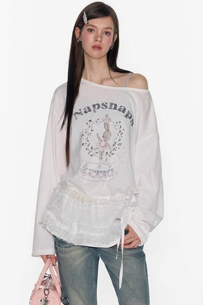 Cute Bunny Print Long Sleeve T-Shirt