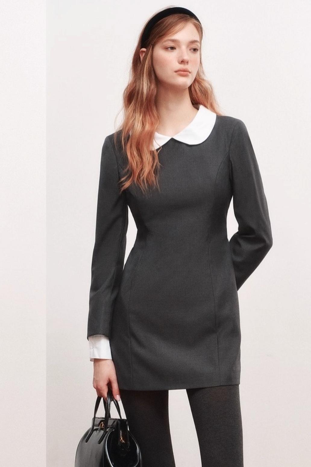 Wool Blend Double-Neck Dress