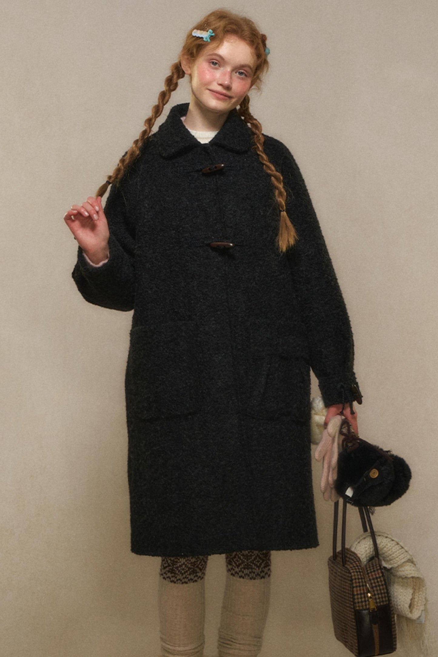 Women's Horn-Button Woolen Coat