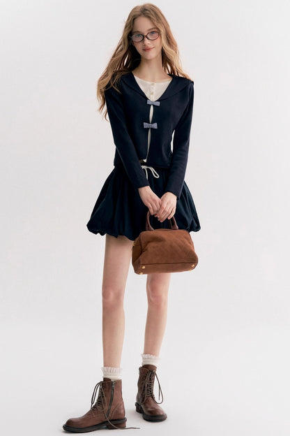 Navycore Check Knitted Cardigan