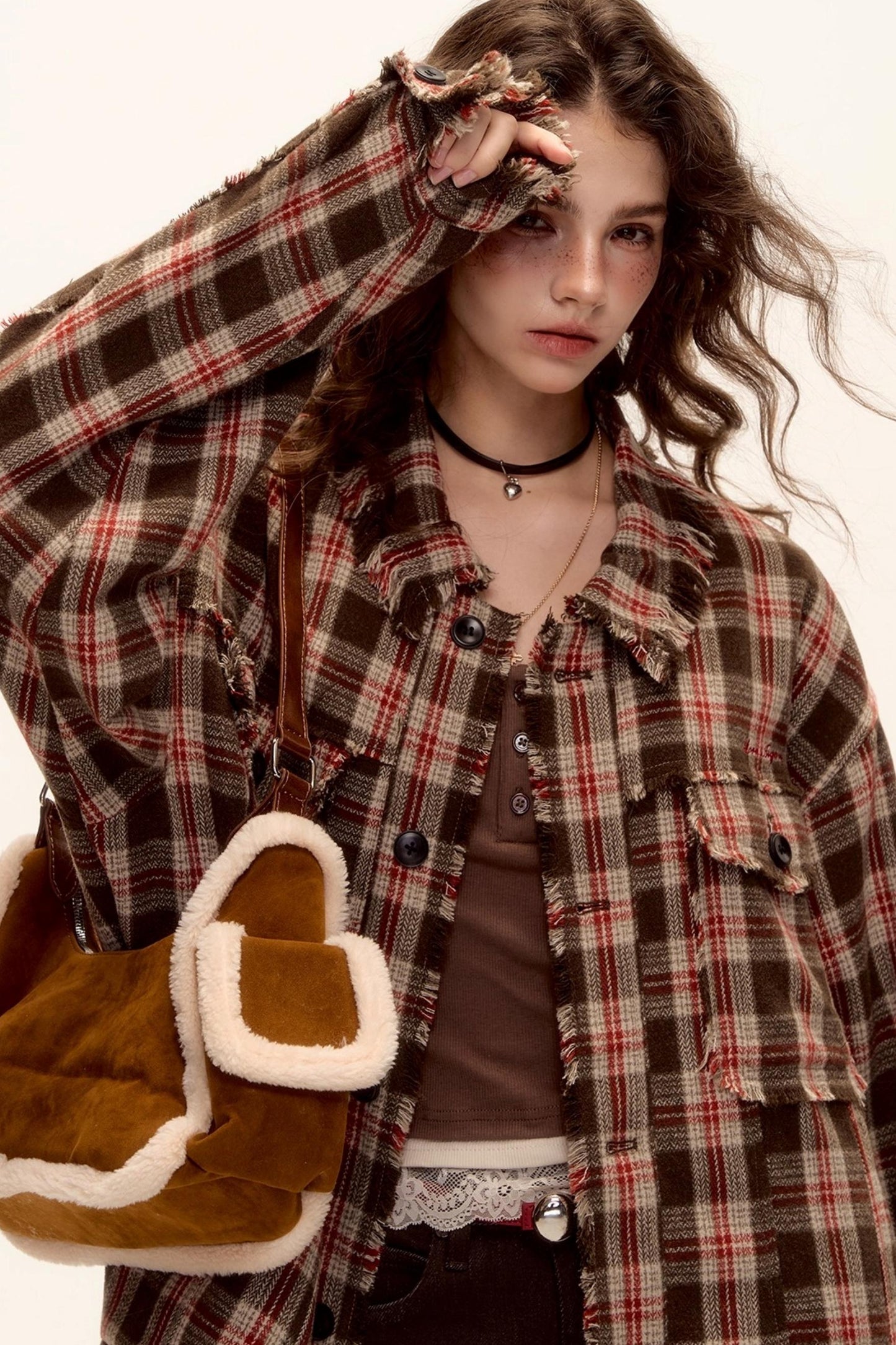 Wool Plaid Frayed Shirt