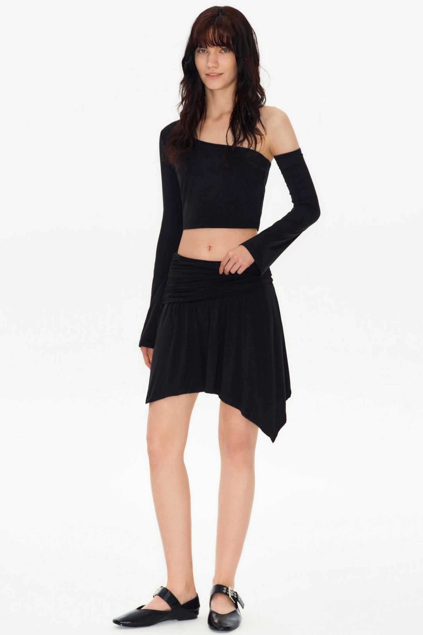 Elegant Black Soft Gauze Skirt