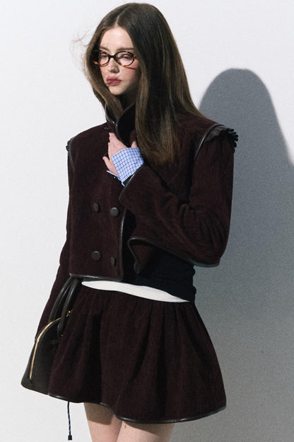 HEAVY VELVET SHORT JACKET AND SKIRT Set-UP