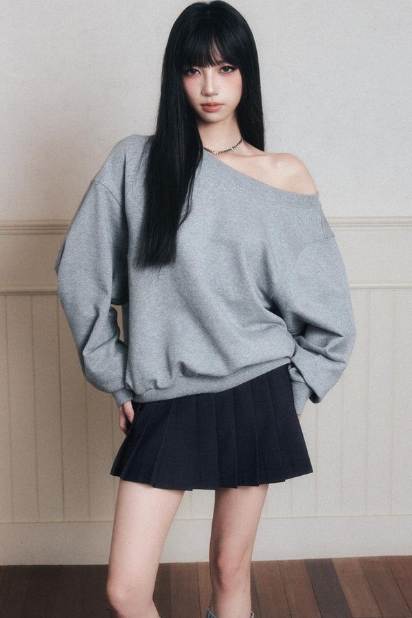 Timeless Grey Pleated A-Line Skirt