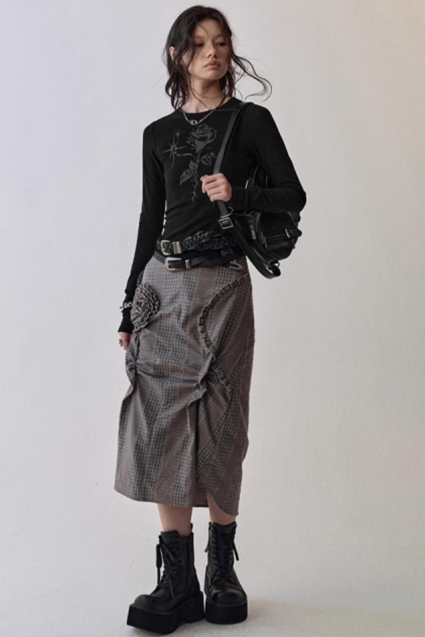 Hand-Painted Rose Knitted Top