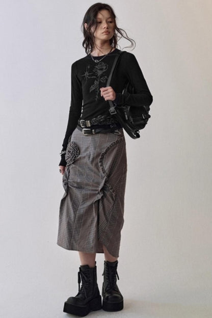 Hand-Painted Rose Knitted Top