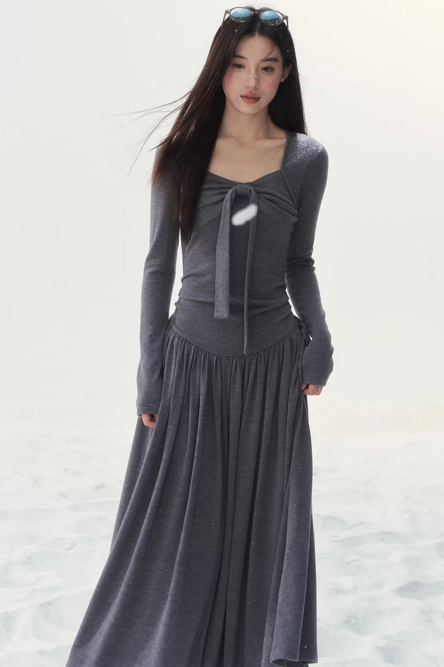 Gray Knitted Vintage Dress