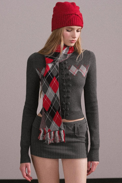 Slim-Fit Quilted Knit Sweater Set